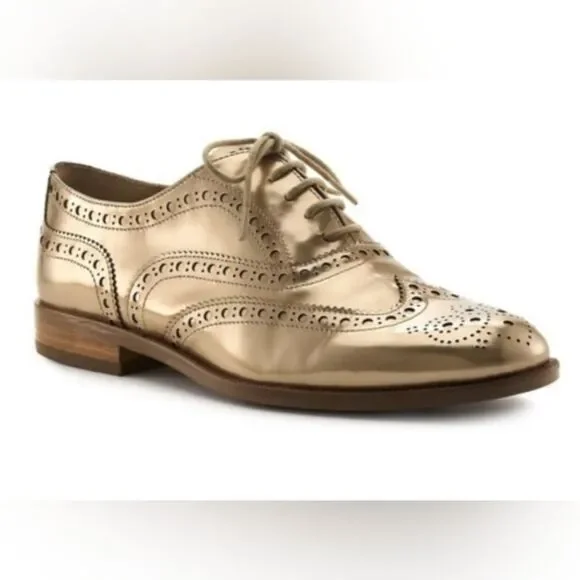 Botkier Preppy Gold Metallic Academia Menswear Wingtip Oxford Loafers 9.5 - Picture 9 of 16